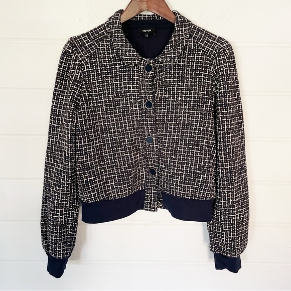 Me+Em Ponte Jacquard Rib Trim Textured Ponte Jersey Jacket Size 12 - Picture 4 of 16